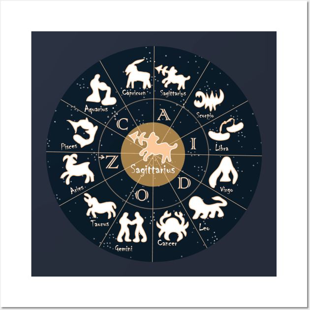 Sagittarius, Zodiac, Astrology, Horoscope, Stars, Sun-and-moon. Birthday, Valentines-day, Holidays, Wall Art by PrintedDreams